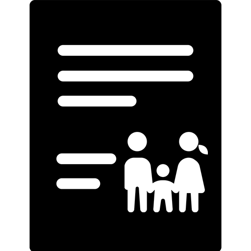 Family in a box on black and white paper Icon